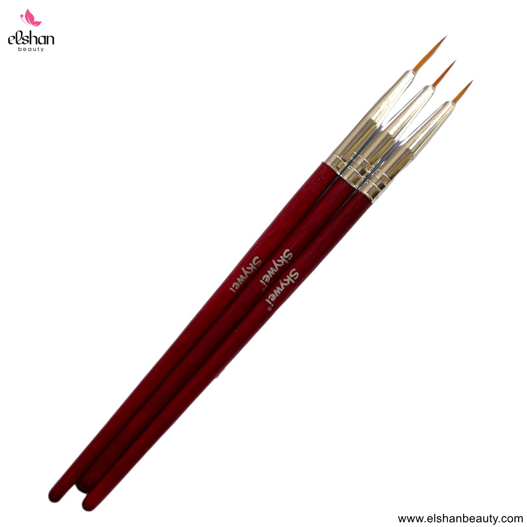 قلم طراحی ناخن 3 تایی چوبی اسکایوی