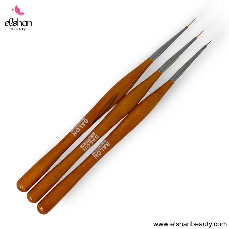 قلم طراحی ناخن 3 تایی چوبی سالن